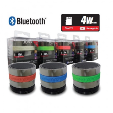 MINI PARLANTE RECARGABLE BLUETOOTH CON RADIO Y MICROSD PLATA Y NEGRO