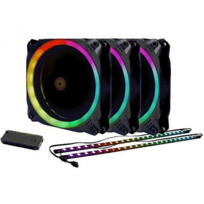 KIT DE VENTILADORES (X3) Y TIRA LED PARA GABINETE ANTEC PRIZM 120 ARGB 3+2+C P/N 0-761345-77511-3