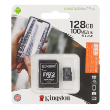 MEMORIA MICROSD KINGSTON CANVAS SELECT PLUS 128GB - A1 / VIDEO CLASS V10 / UHS CLASS 1 / CLASS10 - MICROSDXC UHS-I P/N SDCS2128G