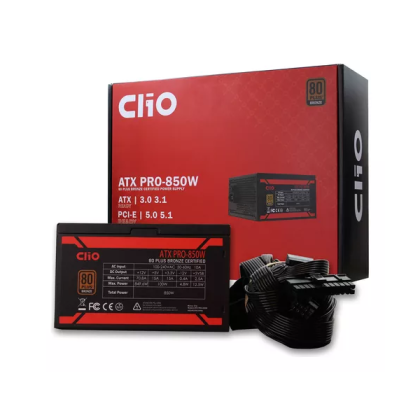 FUENTE DE PODER CLIO CERTIFICADA 850W 80 PLUS BRONZE CONECTOR 3.1 Y PCI-E 5.1 - ATX-850W