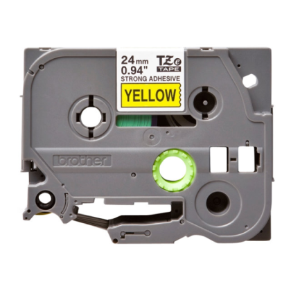CINTA LAMINADA BROTHER TZE-S651 - ADHESIVO EXTRARRESISTENTE - NEGRO SOBRE AMARILLO.