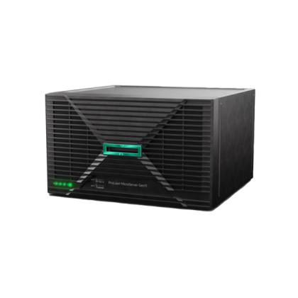 HPE PROLIANT MICROSERVER GEN11 4LFF 1P E 2434 4C 3.4GHZ 55W 1X16GB U HDD 2X1TB NHP 4X1GB BT 180W EXTERNAL PS LA CMP MOD SVR